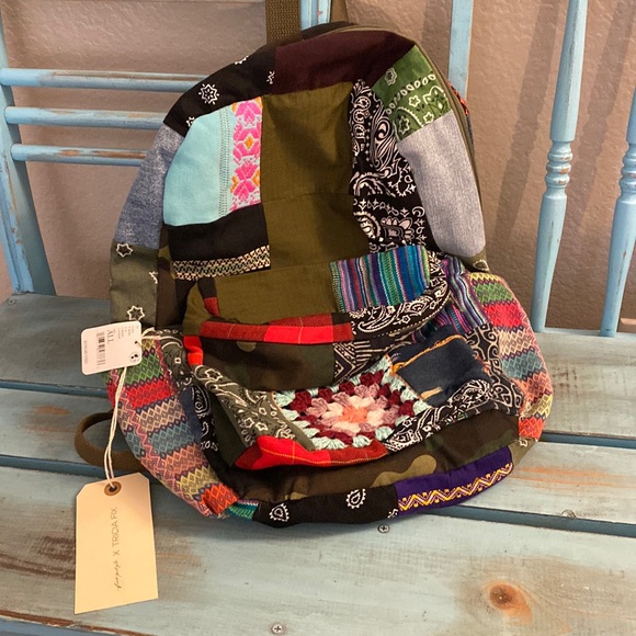 Free People X Tricia Fix Boho Patchwork With Crochet Patches and Leather Straps - Picture 6 of 15